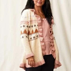 Matilda Jane Just Imagine Jacie LS Wool Blend Ruffled Cardigan Size Small